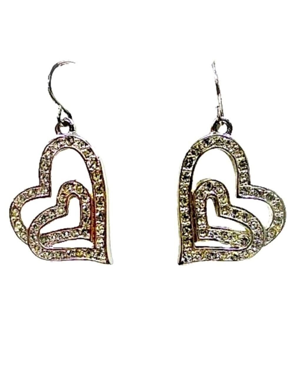Ivana Trump Double Heart Rhinestone Crystal Earrings- Vintage (80s)